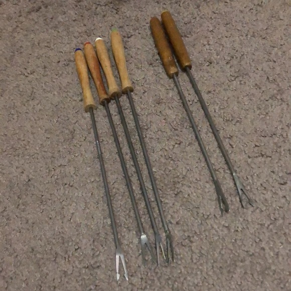 Set of Six Gently Used Fondue Forks-Wooden Handles-Vintage - Picture 13 of 13